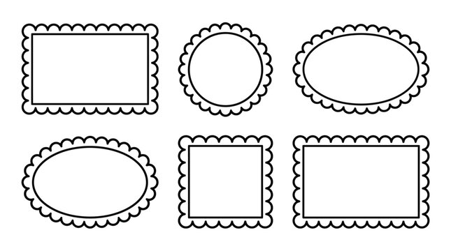 Set of Scalloped Decorative Frame Borders for Labels and Stickers