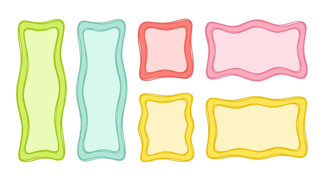 Colorful Wavy Decorative Frames and Vector Borders Set for Design