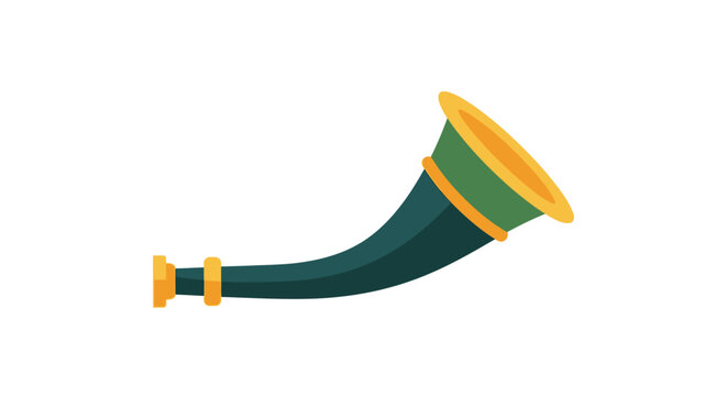 Colorful decorative vuvuzela horn in green and gold tones.