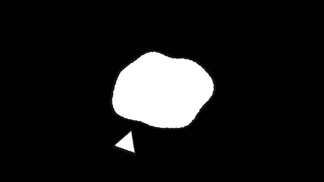 Hand Drawn Speech Bubble Animation Empty Thought Balloon Box Isolated Black Background 10 Seconds 4K Loop Video