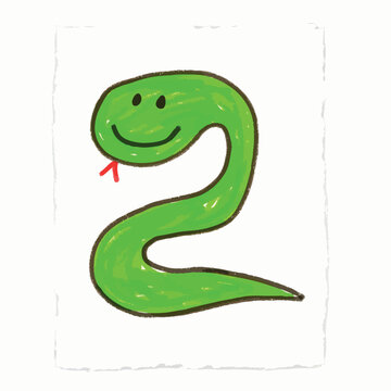 Cute Green Snake Shaped Like Number Two.