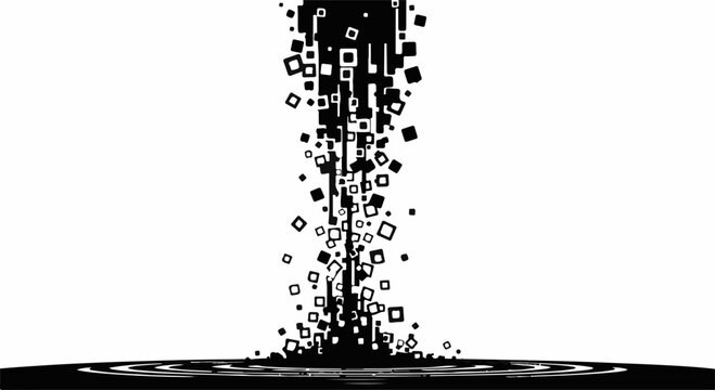 Abstract cascade of dissolving squares creates a dynamic, digital flow.