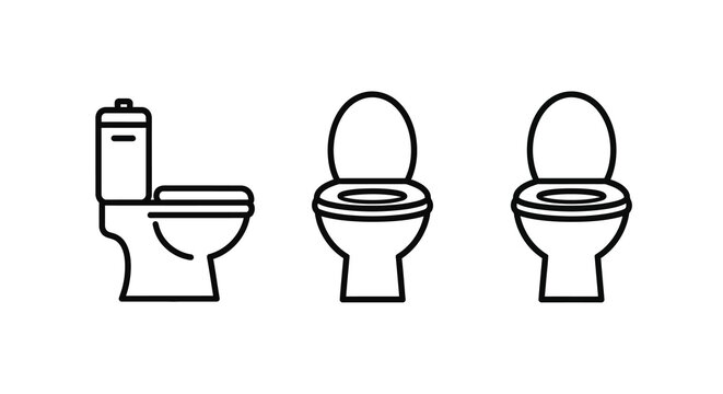 Toilet Line Icons Set Minimalist Black And White Design