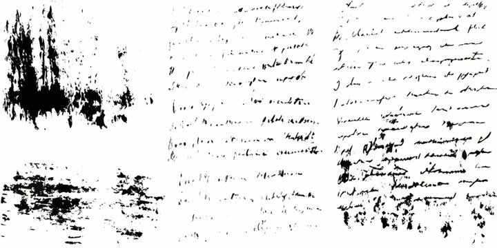 Black ink splatters and handwritten text on a white background