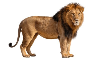 Majestic male lion with full mane standing profile view © Isabel