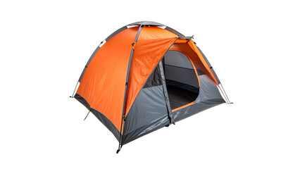 Modern orange dome camping tent outdoor adventure sports equipment isolated on transparent background © novoradova-png