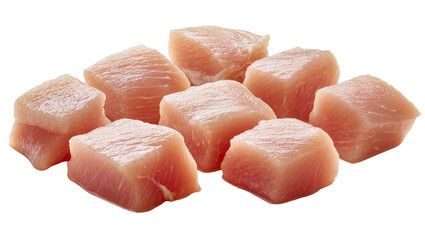 Raw chicken breast cubes fresh, uncooked meat pieces © Isabel