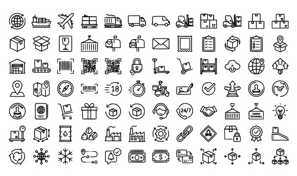 Logistics and shipping icons set