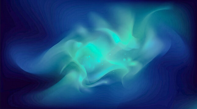 Deep ocean indigo to bioluminescent teal mesh gradient, marine depth background
