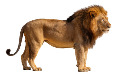 Majestic male lion with full mane standing profile view © Isabel