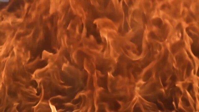 Intense Bright Orange Flames Burning in the Night