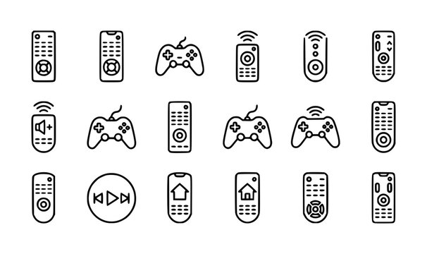 Collection of remote control and gaming controller icons