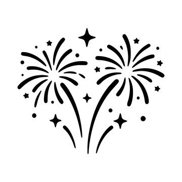 Black and white fireworks display illustration with fireworks celebration explosion pyrotechnics