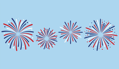 Obraz premium Patriotic american fireworks background pattern design for fourth of july celebration card