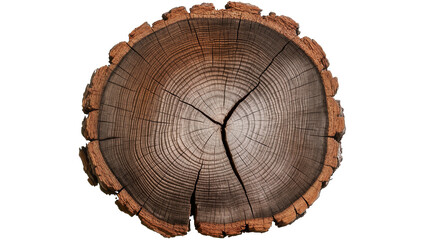 Obraz premium Tree stump cross section with visible growth rings and rough bark