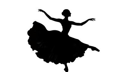 Silhouette of ballerina in elegant pose with flowing skirt © Miguel