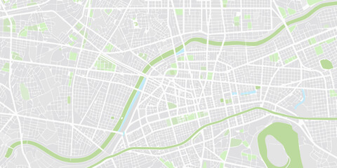 City map illustration pale gray and green color scheme overhead perspective © Apurba