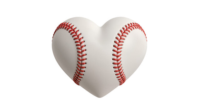 Heart shaped baseball with red stitching