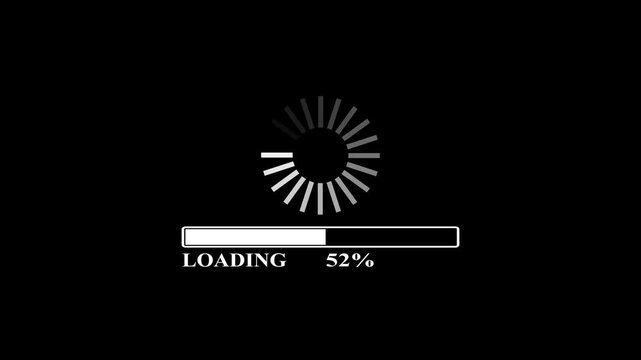 Loading Progress Bar Animation &ndash; Minimalist Circular Preloader Motion Graphics for Web Interface, Loading Progress Bar Animation on black Background, with 4k video animation.