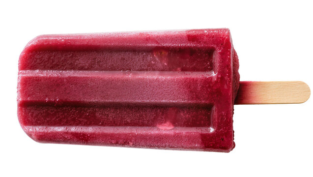 Berry popsicle with horizontal grooves and wooden stick