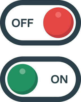 Red off and green on toggle switch buttons