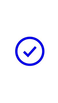 Bright check mark icon with sun rays on black background. Check mark success and approval concept loop animation .