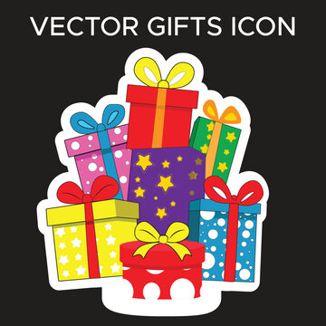 Colorful Collection of Gift Boxes Vector Icons Set Isolated on White Background, Celebration Present Package Elements for Birthday and Holiday Design, Flat Style Illustration Pack