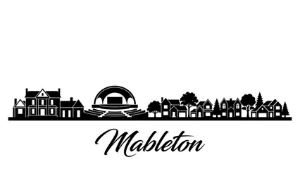Obraz premium Mableton Georgia Skyline Silhouette — A Historic Atlanta Area Suburban City Vector Illustration