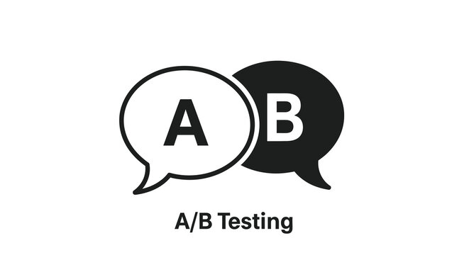 Speech bubble silhouettes with letters a and b black and white