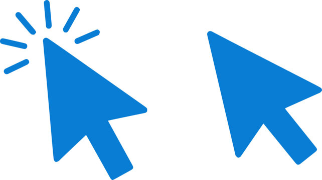 Cursors featuring two blue arrows represent digital selection and navigation tools for computer interfaces.