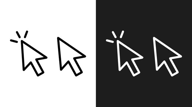 Mouse pointers representing digital selection and navigation are displayed in a minimal graphic style.