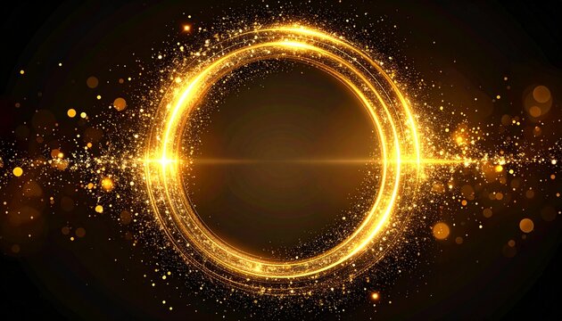 Glowing golden rings with sparkling particle effects