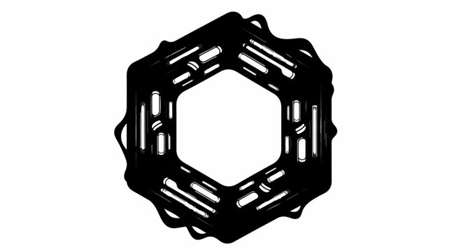 Abstract geometric shape with a modern, edgy design on a white background.