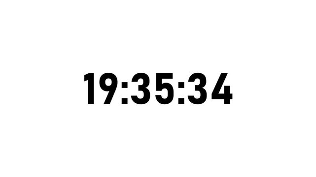 4K countdown animation, 20 hour displays a timer counting down hour,minutes and seconds.