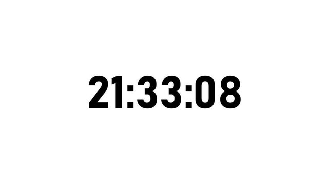 4K countdown animation, 22 hour displays a timer counting down hour,minutes and seconds.
