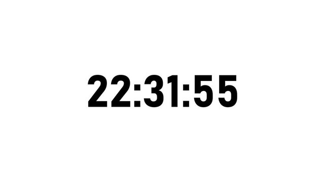 4K countdown animation, 23 hour displays a timer counting down hour,minutes and seconds.