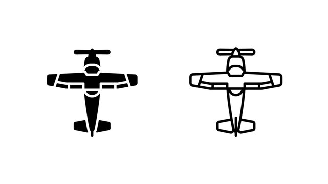 Single Propeller Low Wing Monoplane Glyph Outline Icon