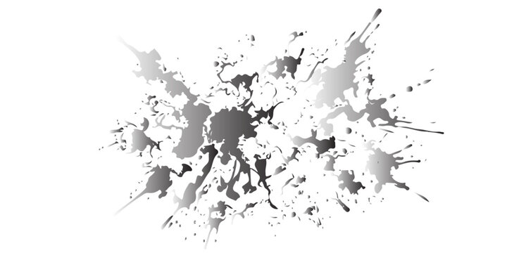 A black ink splat and splash texture forms a dirty grunge world map illustration with a splatter frame on a black and white background