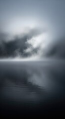 Obraz premium Atmospheric Landscape - Serene Fog Over Still Water Creates Dramatic Scene.