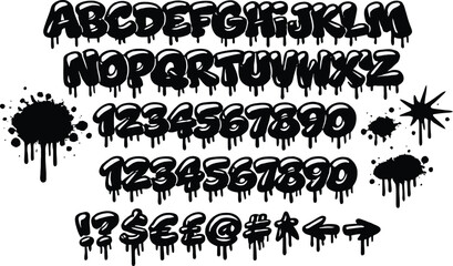Bubble gum font design. Graffiti bubble alphabet set. Hand drawn balloon letters and numbers. Funky vector typeface © Alomgir