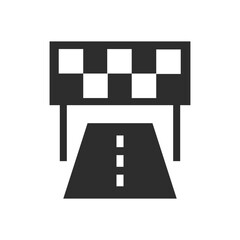 Obraz premium race track, start finish icon. Monochrome black and white symbol