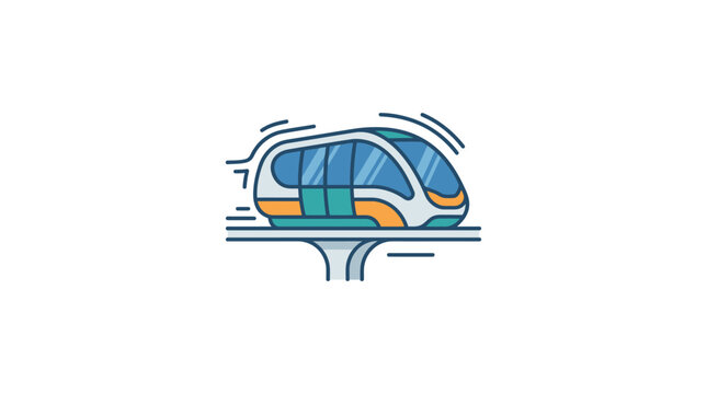 Futuristic Maglev Train Traveling on Elevated Track, Modern Transportation Concept