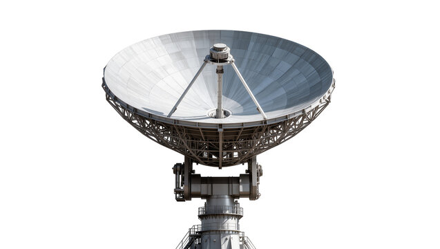 Large satellite dish antenna on a white