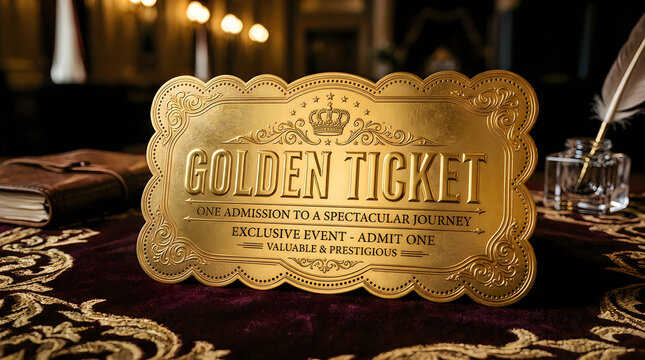Golden ticket on a table
