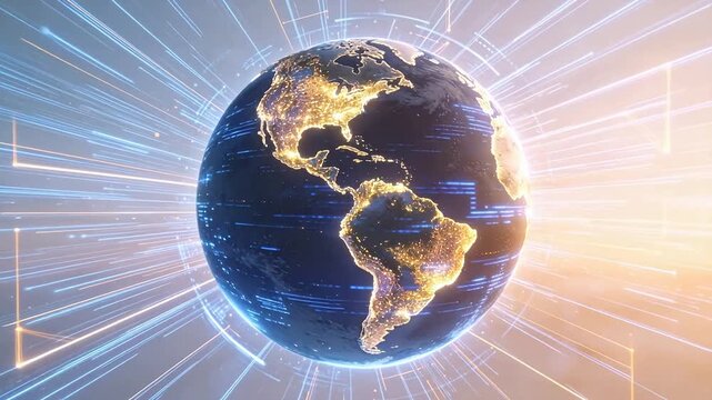 Globe with digital network connections