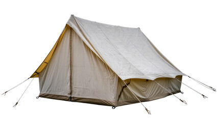 Canvas bell tent with yellow accents and guy ropes © Antonio