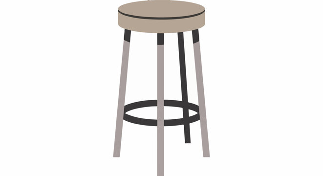 Minimalist illustration of a tall, three-legged stool with a round seat