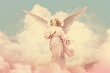 Obraz premium Illustration of angel on cloud representation spirituality architecture.