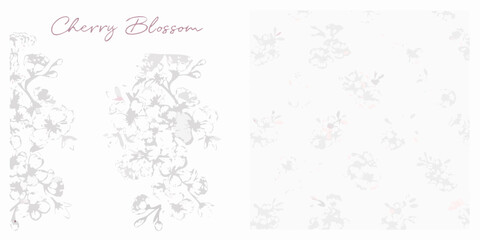 Obraz premium Cherry blossom branches delicate floral ornament in pastel watercolor style