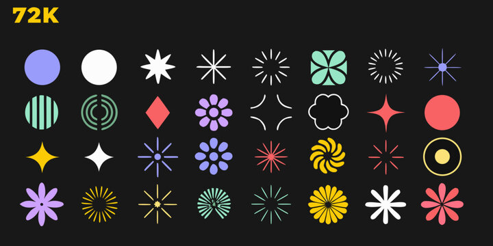 Geometric Graphic Elements Collection Colorful Vector Illustration Against Dark Background